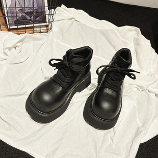 6CM增高 显瘦短靴ins 轻便厚底系带大头短筒马丁靴女2025秋冬新款