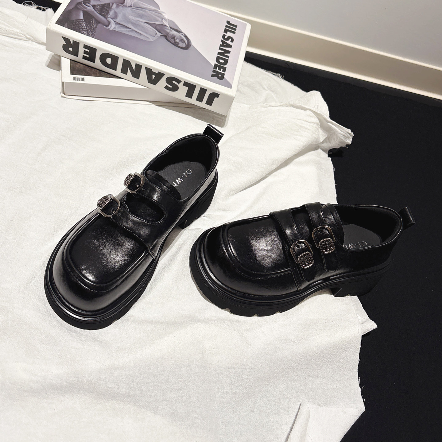 5.5CM增高~真皮轻便厚底皮带扣乐福鞋配袜子深口单鞋英伦jk小皮鞋,女鞋,乐福鞋（豆豆鞋）,淘宝优惠券,粉丝福利购,淘宝优惠卷