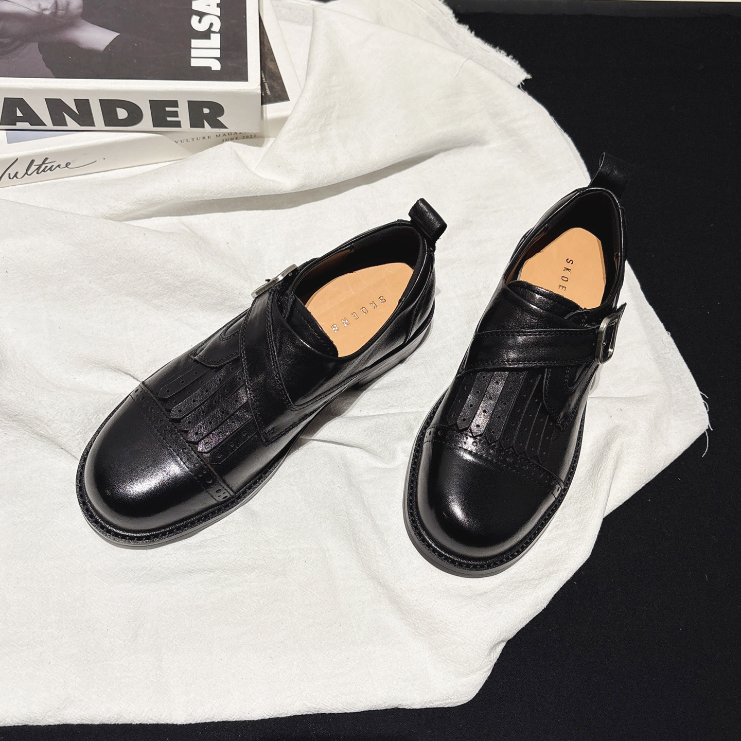 老钱风~真皮流苏雕花布洛克鞋女英伦jk小皮鞋配袜子乐福鞋女单鞋,女鞋,牛津鞋/布洛克鞋/德比鞋,淘宝优惠券,粉丝福利购,淘宝优惠卷