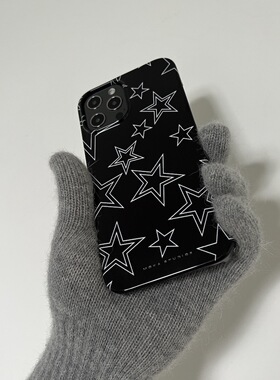 MOKASTUDIOS原创设计简约暗黑y2k星星手机壳适用于苹果14promax韩国菲林壳13光面硬壳12个性保护套防摔