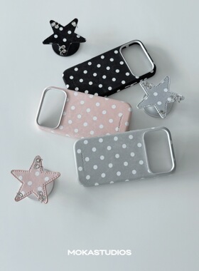 MOKASTUDIOS原创小众肤感皮质波点适用于苹果iphone17promax全包磁吸手机壳16pro手机壳15简约个性