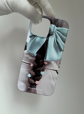 MOKASTUDIOS新款薄荷绿蝴蝶结适用苹果iphone15pro手机壳菲林硬壳14promax半包保护套13防摔原创个性小清新