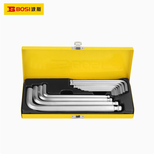 波斯14件套加长平头球头内六角扳手组套S2钢1.5-17mm BS427014