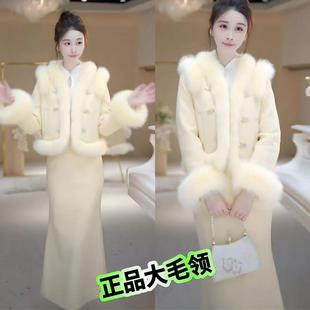 小香风套装 2024秋冬新款 高级感气质名媛毛呢外套半身裙两件套时尚