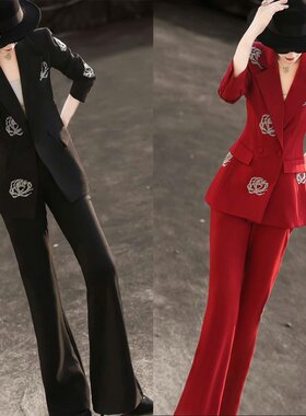 女总裁西装高端西服套装女神气质亮闪闪外套轻奢重工职业帅气套装