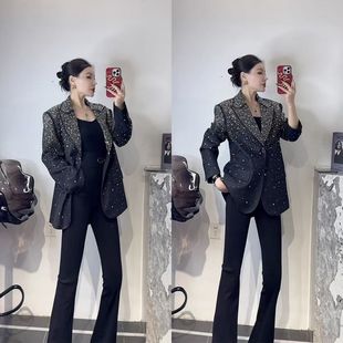 两件套亮闪闪镶钻重工超仙套装 显瘦洋气气质名媛西装 修身 设计师款