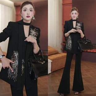 气质百搭显瘦春秋套装 重工烟花亮片外套女时尚 西装 欧洲站网红爆款