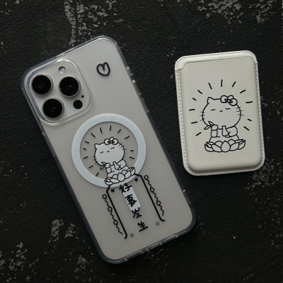 佛系kitty苹果iPhone16手机壳iPhone15/14透明壳磁吸亚克力15pro/iphone14promax防摔保护壳11/12pro13卡包壳