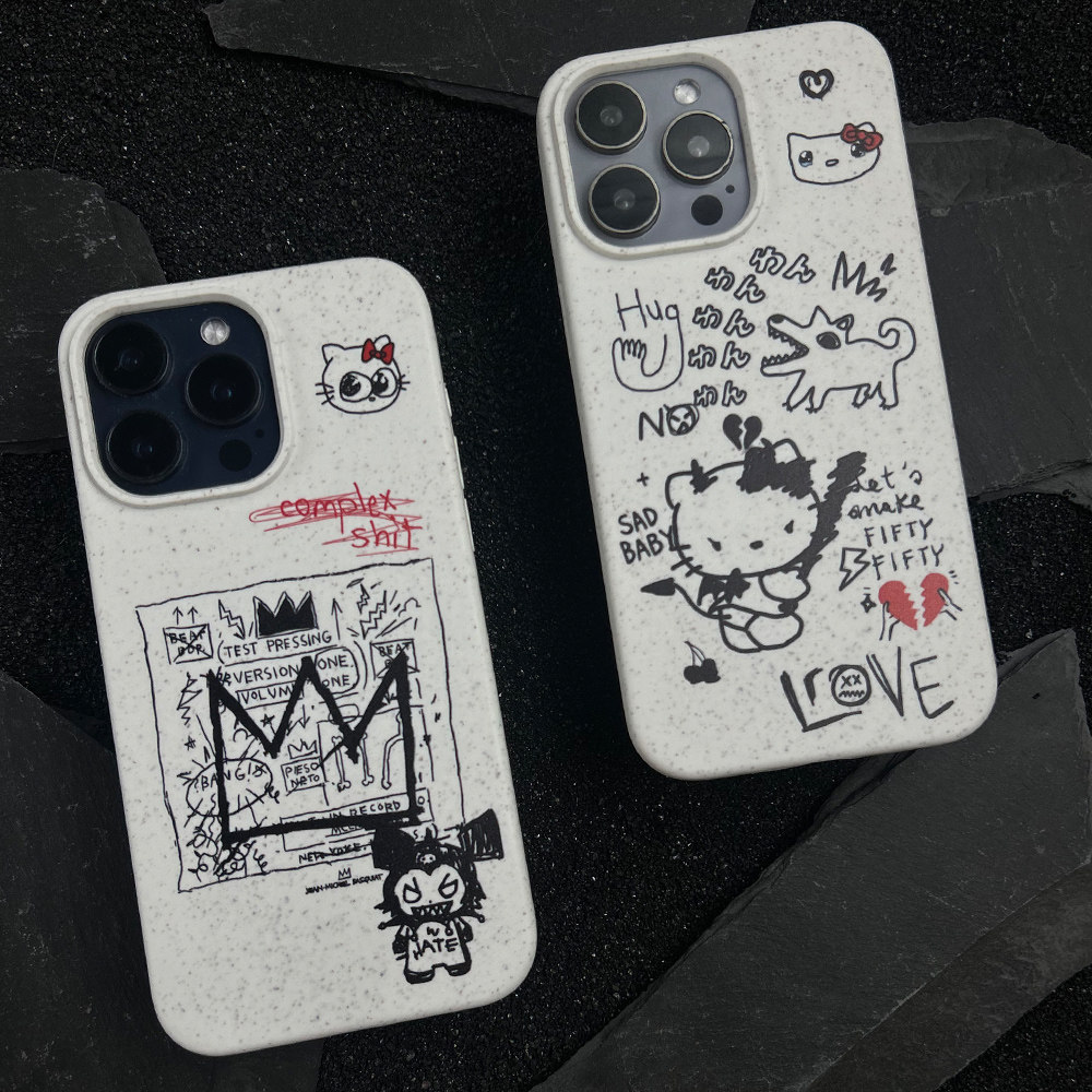 涂鸦猫苹果iPhone18promax手机壳iPhone17promax/16pro降解磁吸iphone14/15pro防摔软壳带支架泡泡骚通用17潮