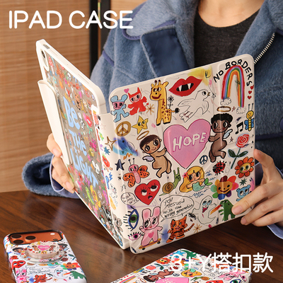 爱心天使3Y亚克力ipad7/8/9/11搭扣保护套2026硬壳air5/6苹果pro11平板壳iPad10.2防摔笔槽mini6/7保护壳2022