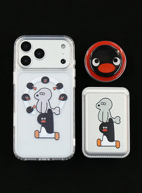 冰山企鹅苹果iPhone17promax手机壳16pro磁吸支架亚克力15pro/iphone14promax防摔保护壳17promax12/13卡包壳