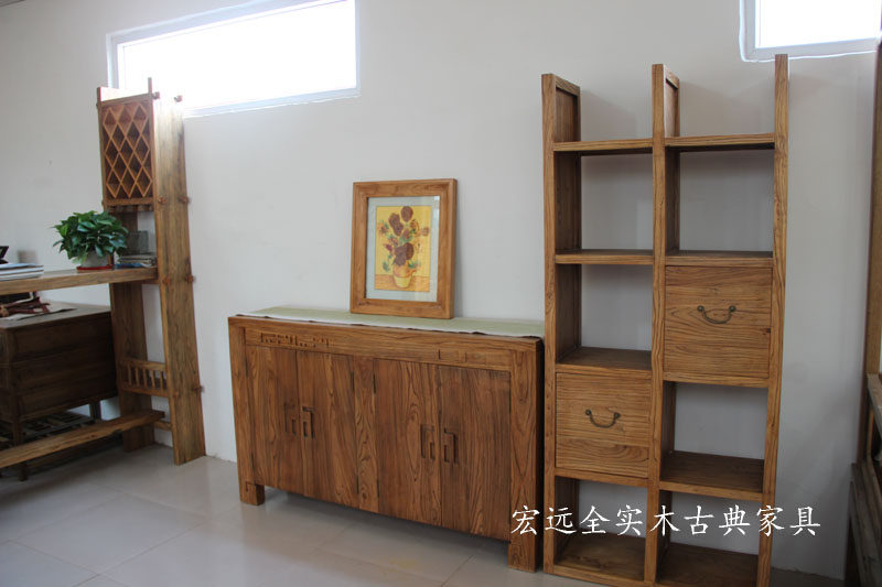 餐边柜 实木玄关柜  老榆木新中式实木家具 订做全实木家具　北京
