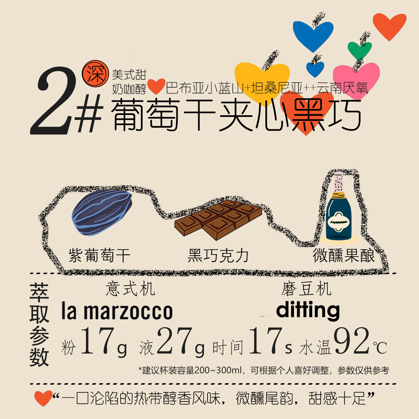 厚馥咖啡2号 葡萄干夹心黑巧 意式浓缩咖啡豆 美式甜/奶咖醇
