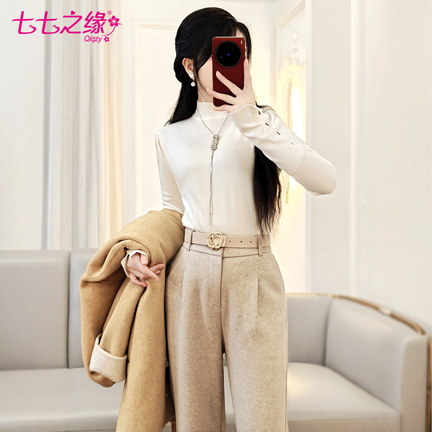 羊绒半高领打底衫秋冬保暖长裤