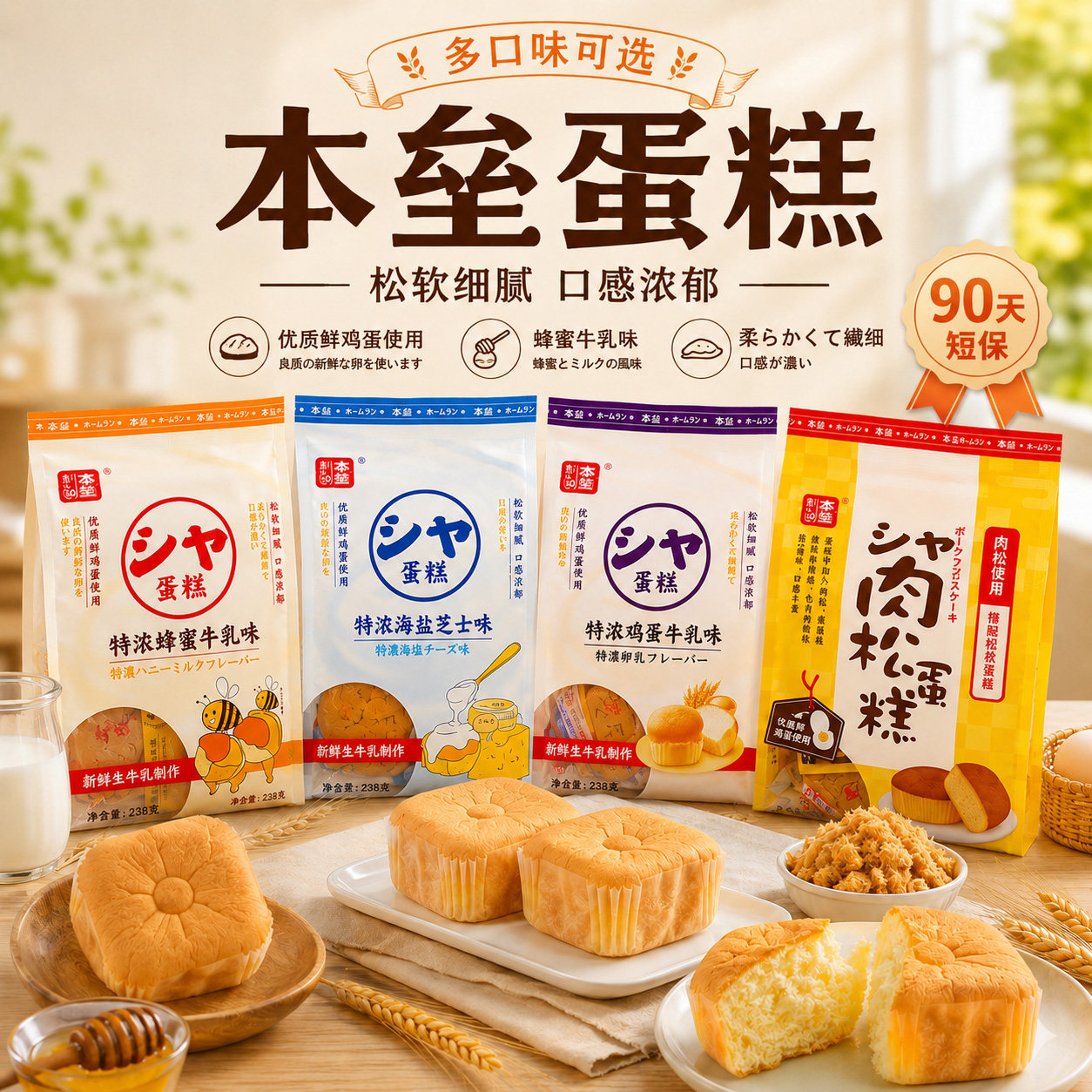 本垒特浓牛奶蛋糕营养小面包芝士鸡蛋蜂蜜儿童早餐代餐充饥点心