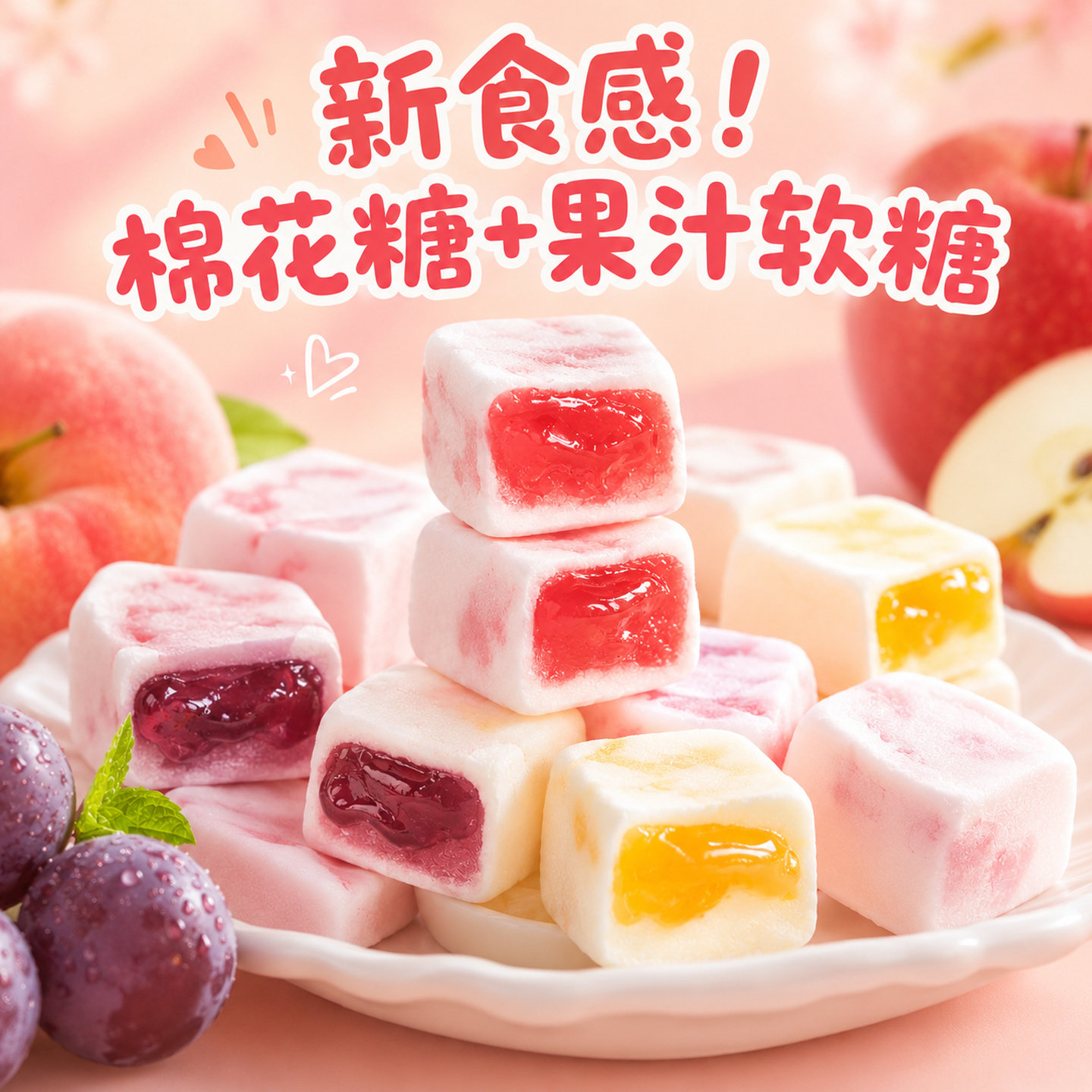 日本进口零食kabaya卡巴也夹心软糖白桃草莓葡萄味水果糖儿童糖果