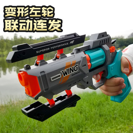 左轮软弹手枪可发射玩具枪小男孩子儿童吃鸡连发格洛克柯尔特1911