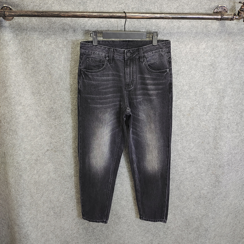 G家黑灰色牛仔裤男款长裤宽松时尚休闲锥形裤子水洗 2025春季新品