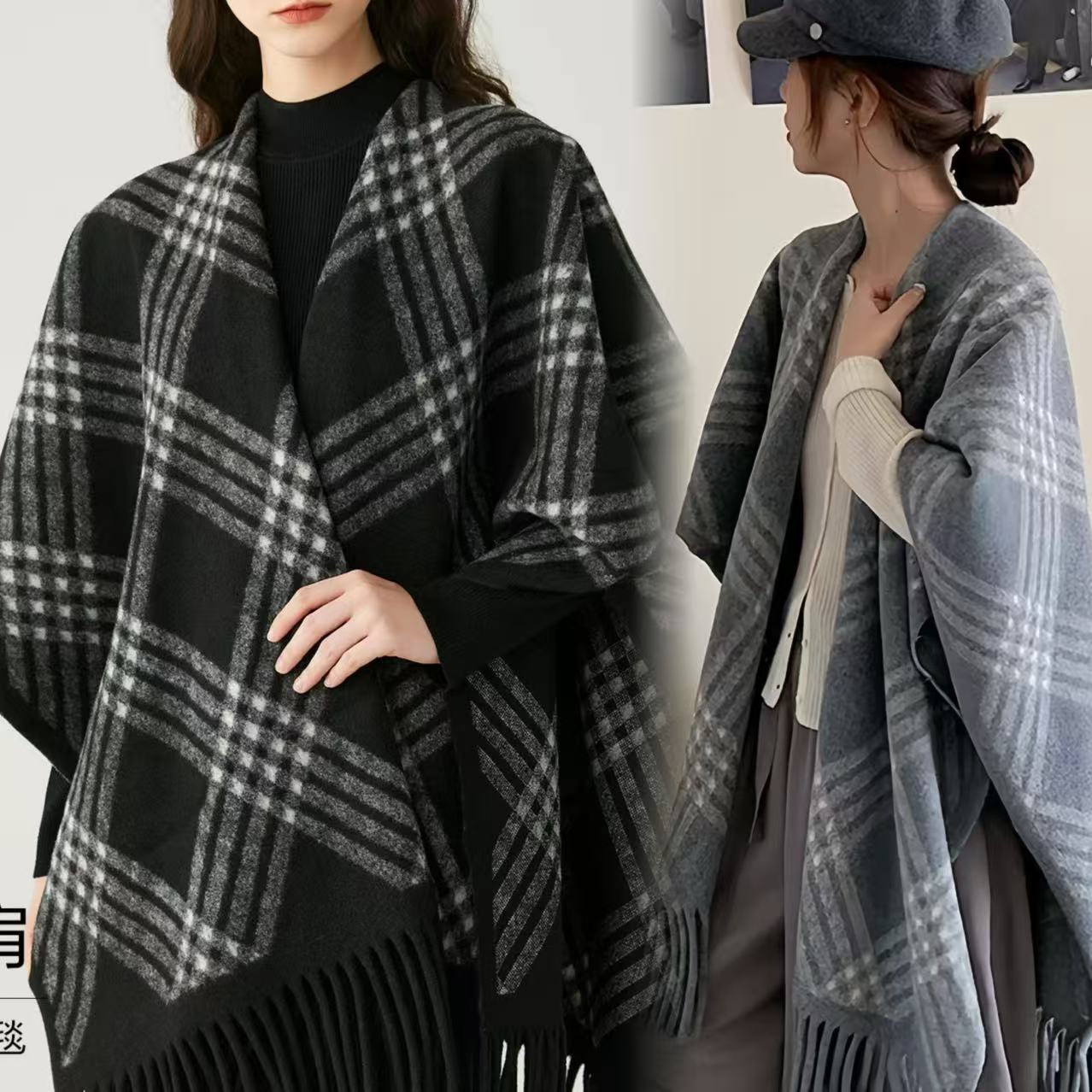 加厚保暖流苏披肩-037-11.6