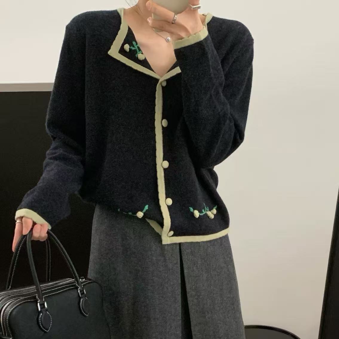 112401/花苞白领边圆扣针织开衫-pml-11.28