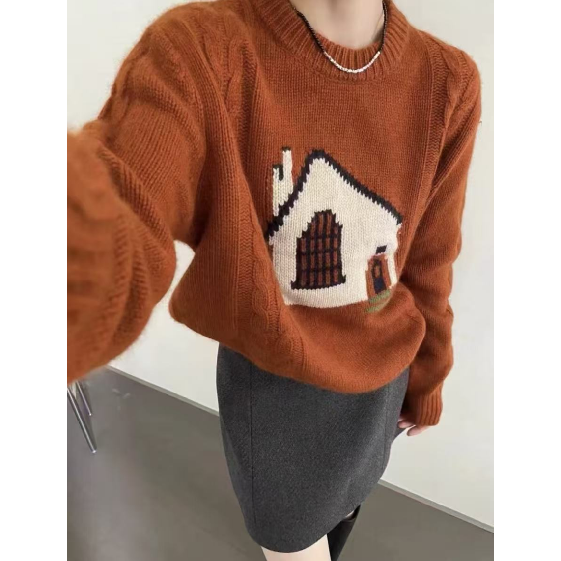 2411/圆领小房子刺绣套头毛衣-pml-11.29