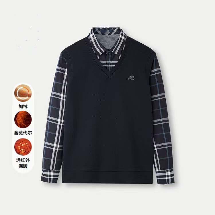 069款 海家男士加绒假两件毛衫-hc