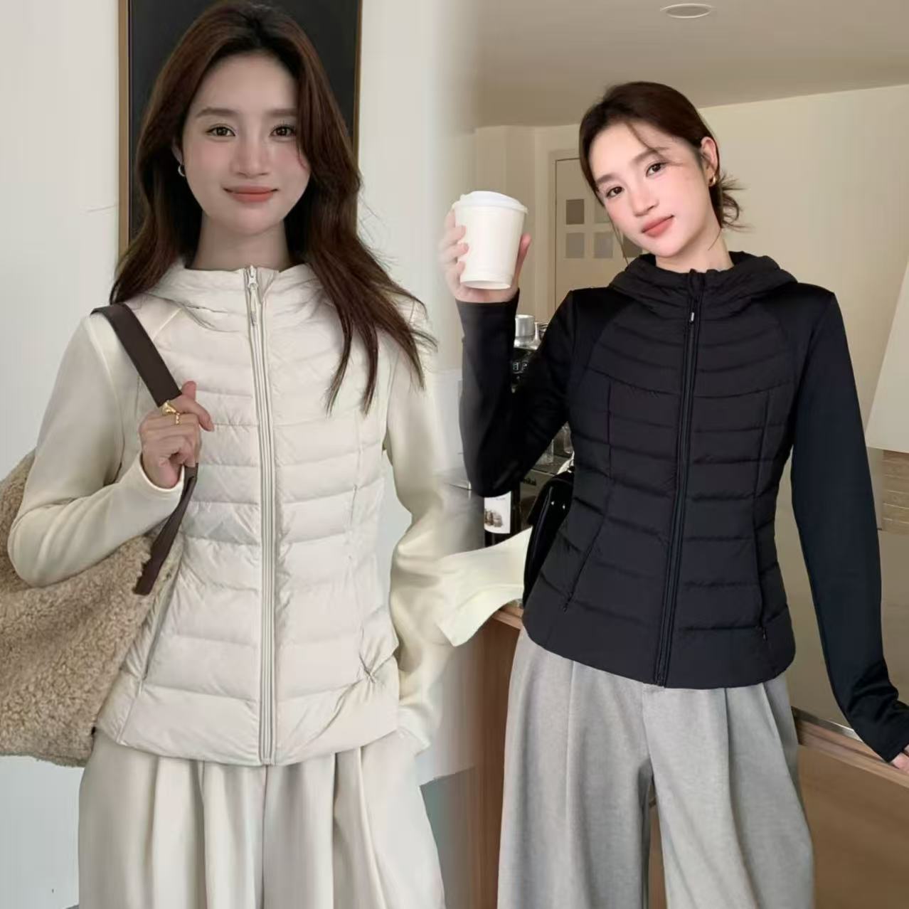 1010/修身收腰连帽排骨羽绒服-is