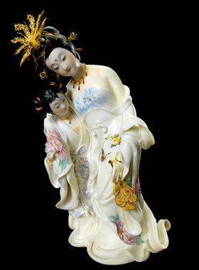 合申 陶瓷艺术大师许瑞卿作品《贵妃醉酒》居家装饰收藏镶金摆件