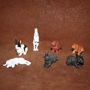 花兔 黑色小兔子 白兔子 仿真农场动物模型玩具场景摆件 safari