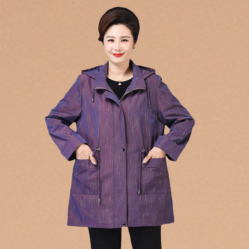 特大码妈妈春秋款外套加肥加大胖太太风衣200斤中老年高贵风夹克