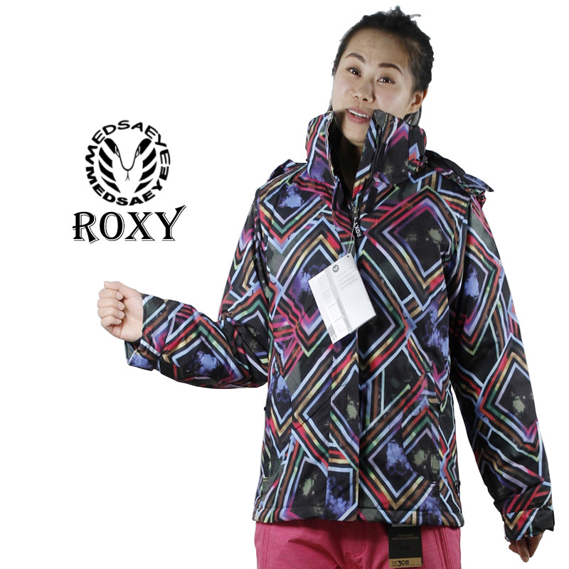 MEDSAEYE ROXY黑红蓝彩条纹女士加棉单板滑雪服