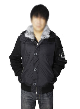毛领飞鹰刺绣短款修身男士棉衣