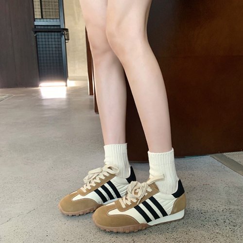 拼色德训鞋女2026秋季新款美拉德厚底休闲运动板鞋真皮复古阿甘鞋