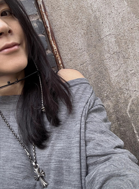 TANGTOWN自制/去繁就简松弛慵懒宽松针织宽袖卷边羊毛打底衫/T恤