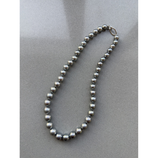 11mm TANG S925银天然海水大溪地铂金灰珍珠项链 长度43cm TOWN