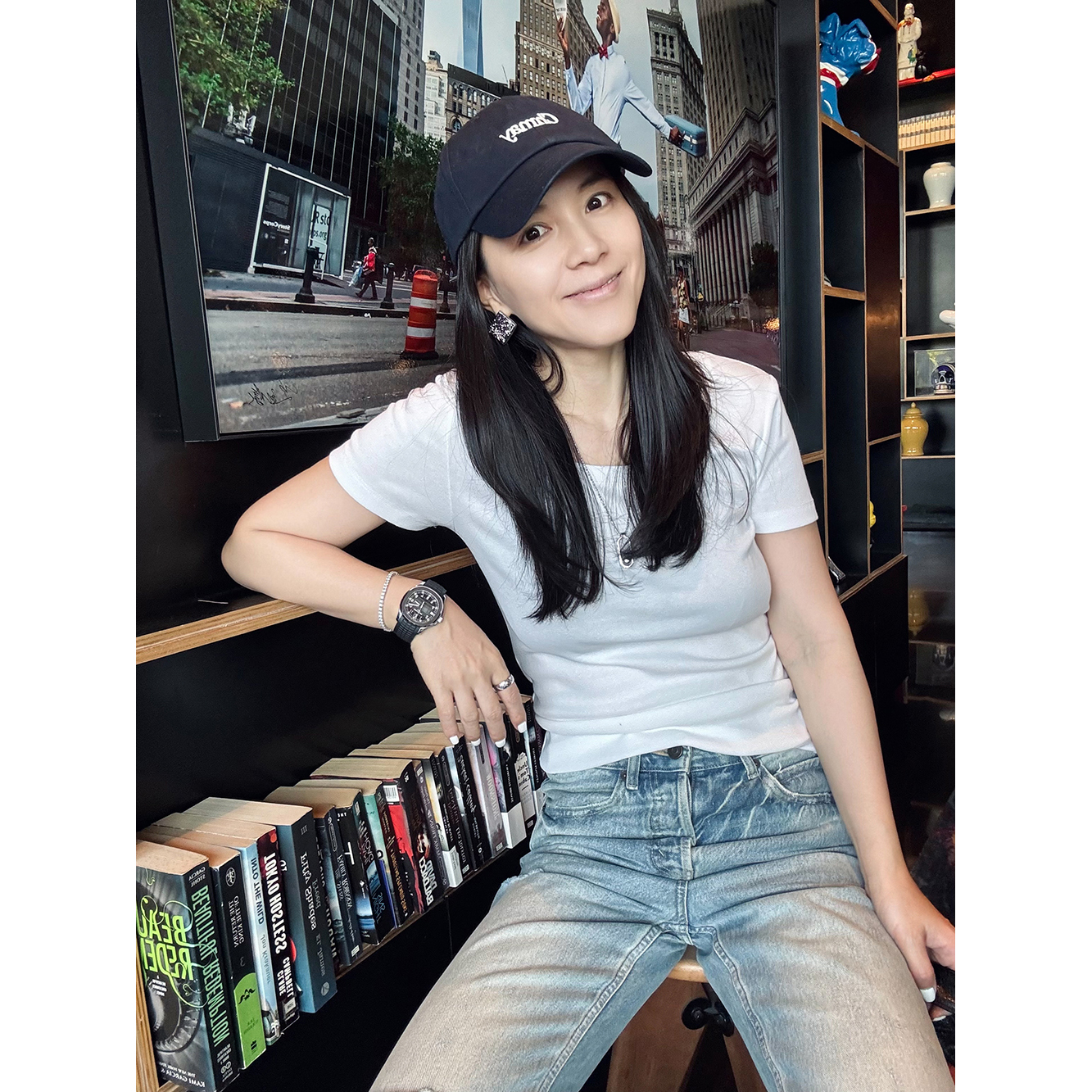 TANG TOWN 自制 夏日清凉呼吸感 时髦正肩U领百搭修身显瘦短袖T恤