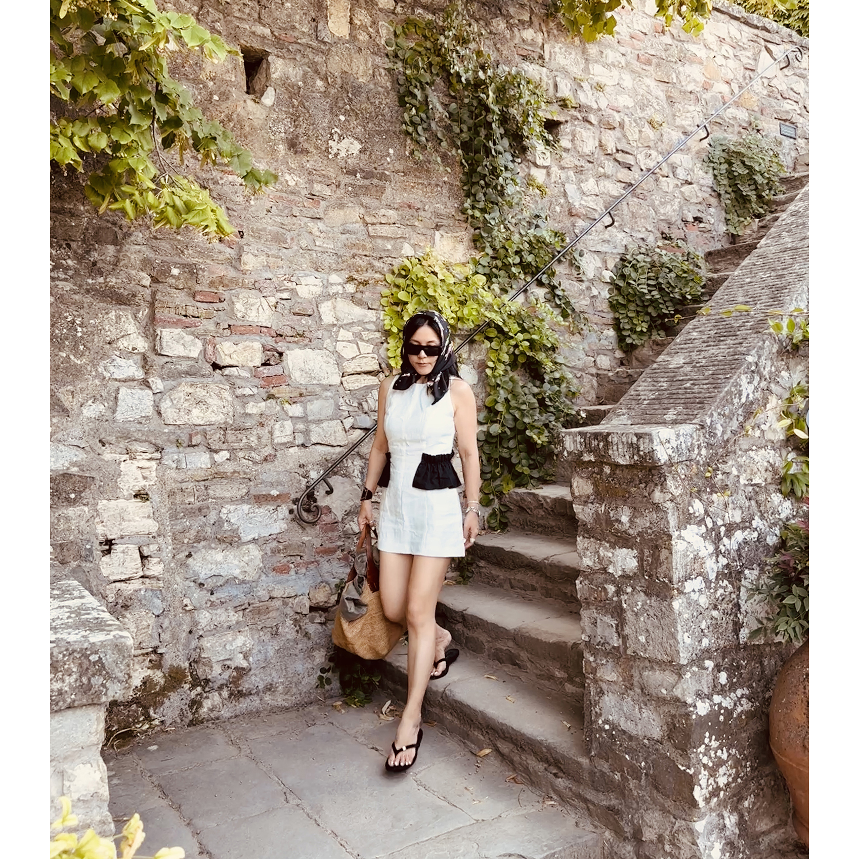 TANG TOWN 自制 艺术拼接塑造精致形态 干爽透气亚麻背心连衣裙女