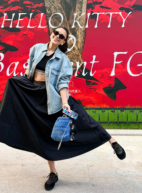 TANG TOWN 自制 極简松弛 高支80支长绒棉 立裁空气感大A摆长半裙