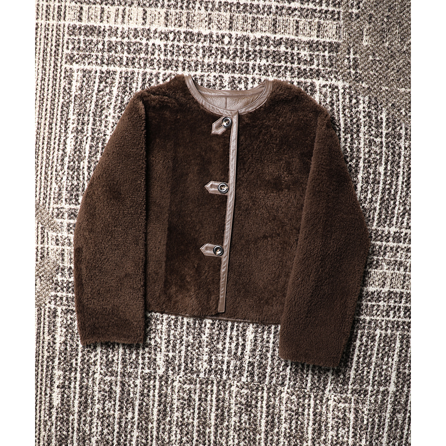 【双十一】TANG TOWN自制  進口美利奴卷毛圆领羊皮毛一体外套