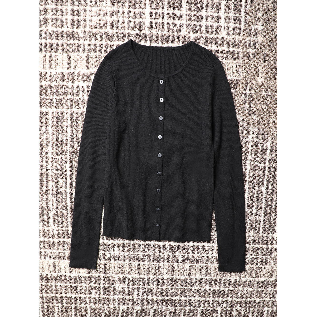 TANG TOWN 秋冬B备 温暖全羊绒经典佰搭叠穿风圆领长袖针织开衫