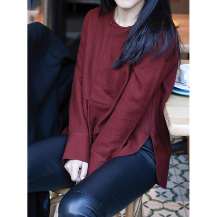 TANG TOWN 自制高定时装感圆领羊毛衬衫/叠穿/单穿/通勤/衬衫上衣