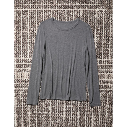 TANG TOWN 山羊绒粘纤混纺 亲肤细腻高弹塑身叠穿圆领打底长袖T恤