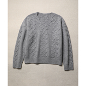 TOWN 温暖舒适爱不释手 纯羊绒 TANG 松弛艺术绞花V领针织衫 毛衣