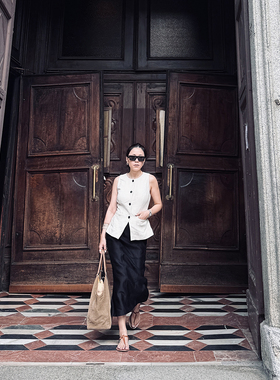 TANG TOWN 自制 承包春夏质感与时髦 重磅定制加密亚麻后开衩马甲