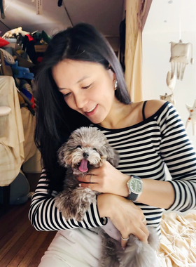 TANG TOWN 自制 轻薄美丽奴羊毛露肩修身显瘦条纹针织T恤女夏