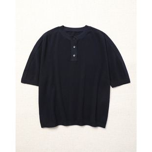 T恤 TANG TOWN 凉感透气全棉针织休闲实穿老钱风亨利领短袖 针织衫