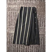 春夏 TANG TOWN 100绢丝光泽感滑爽舒适清凉腰部抽绳条纹真丝半裙