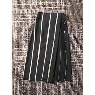 100绢丝光泽感滑爽舒适清凉腰部抽绳条纹真丝半裙 春夏 TANG TOWN