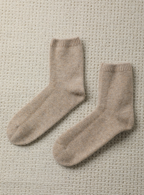 TANG TOWN 秋冬B囤“温度时尚”保暖羊绒袜/百搭纯色中筒袜子