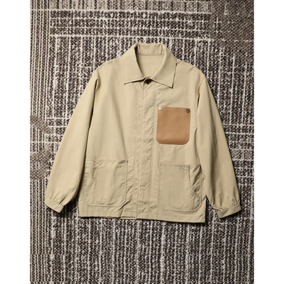 TANG TOWN 早秋时髦翻领 利落有型 廓形工装风拼皮贴袋风衣外套女